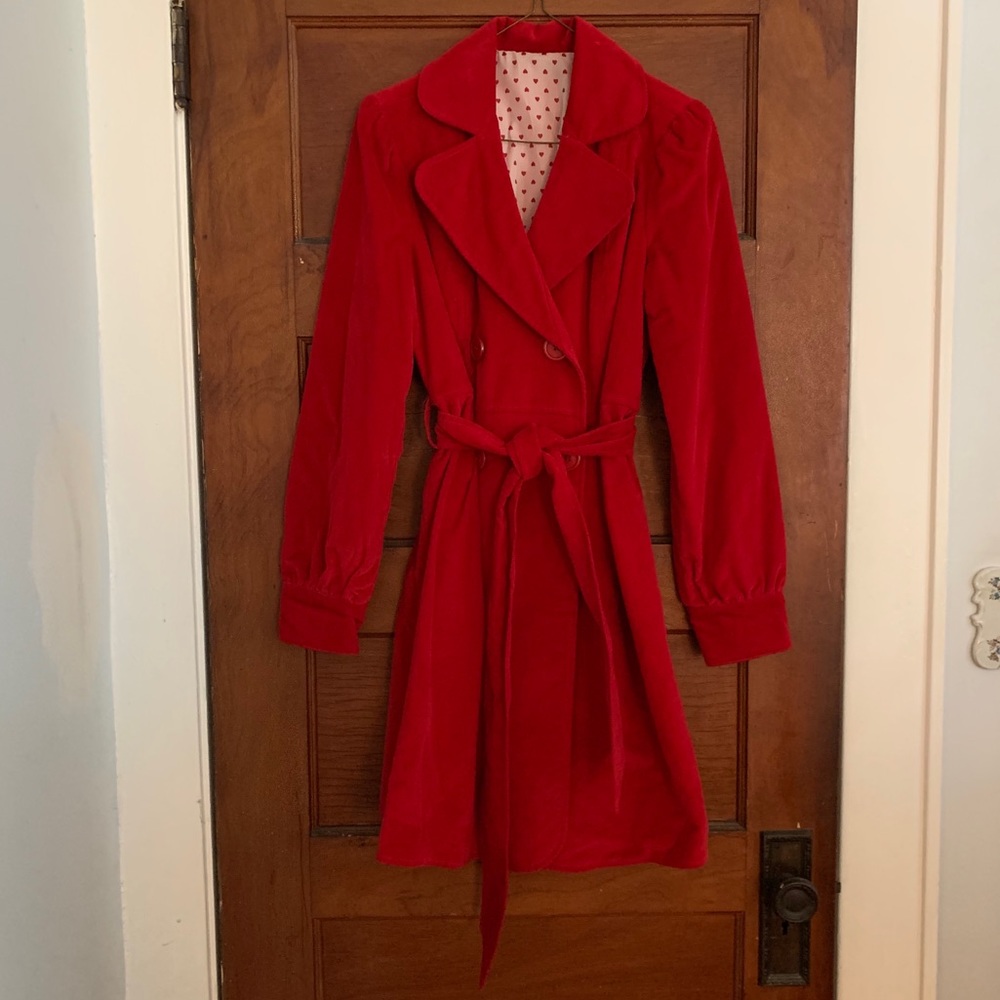 Red Brushed Velour Coat
